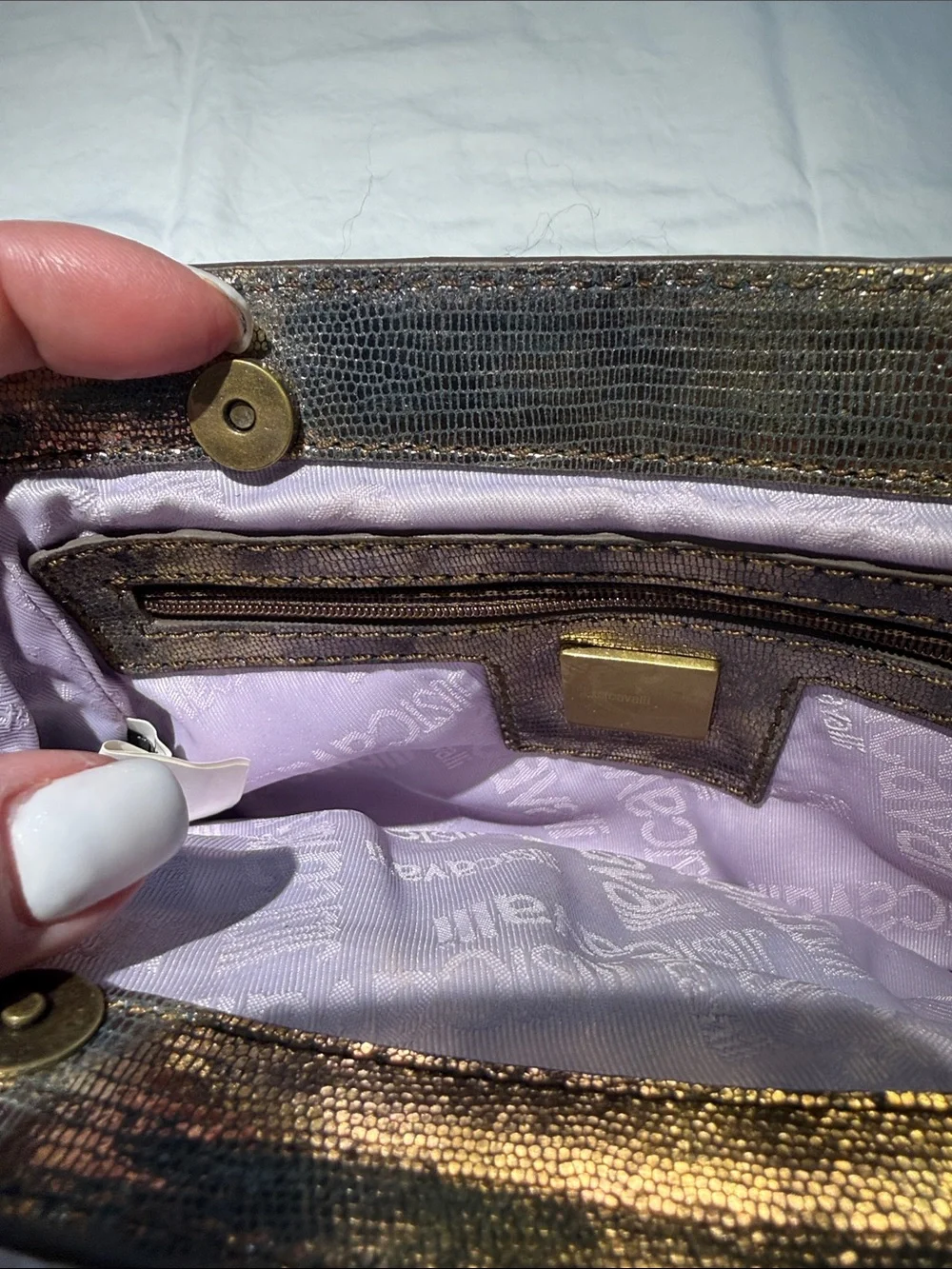 Silver Metallic Evening Clutch with Chain Strap